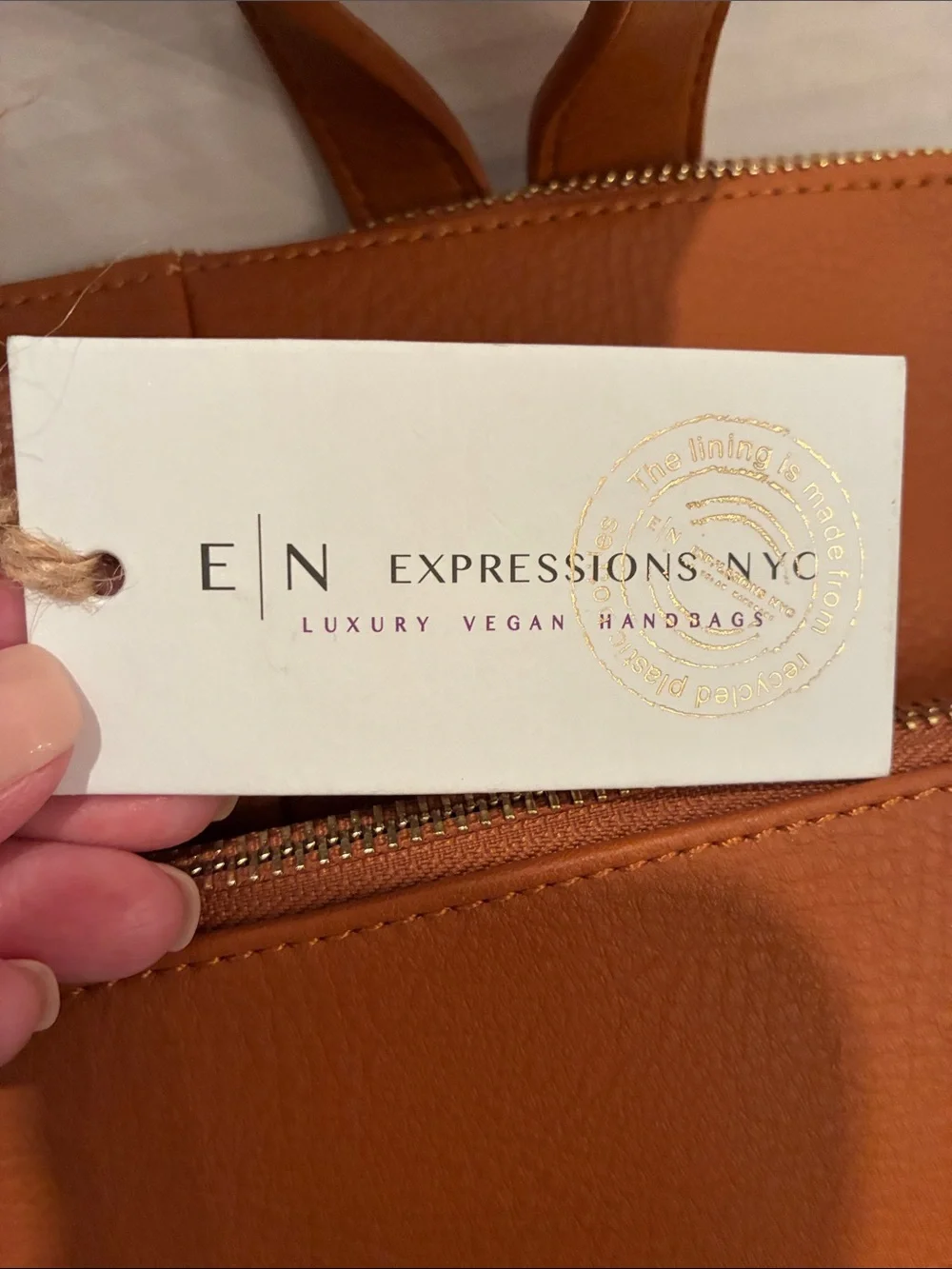 Expressions NYC Cognac Leather Backpack with Gold Hardware